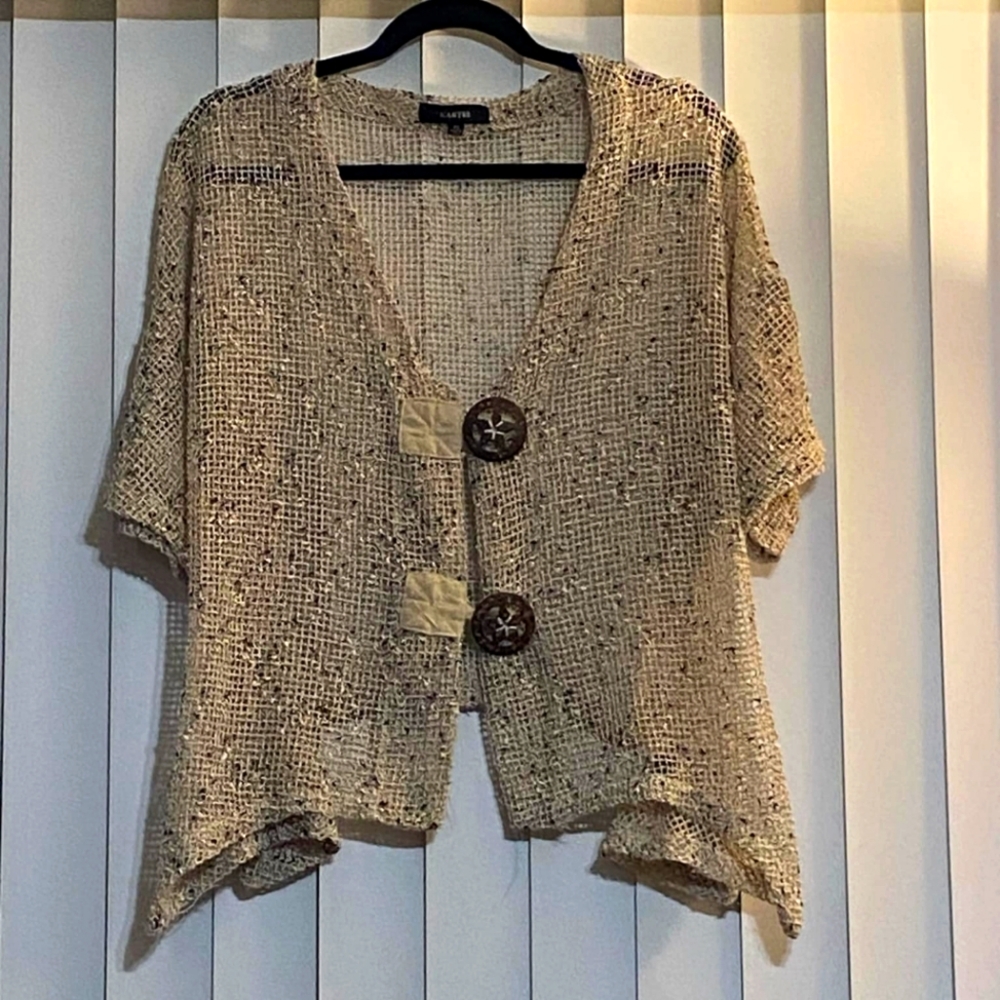 Kaktus XL Cardigan Cover Net Nautical Beige Tan Sweater